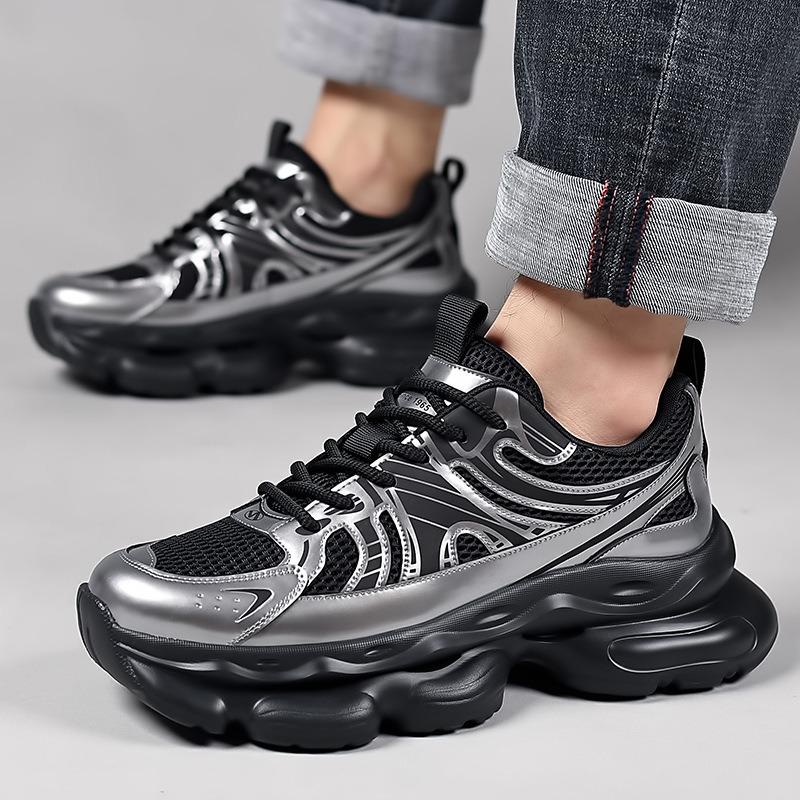 Modedesigner Mesh Casual Plateau-Sneakers für Herren Frühling Herbst Weichsohlige Sport Herrenschuhe Mode Erhöhen Herren Laufschuhe