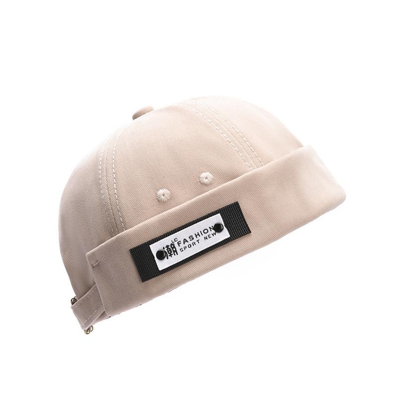 

JYL TS DIY Korean Women Brimless Cap Solid Color Letter Print Cotton Hat White_