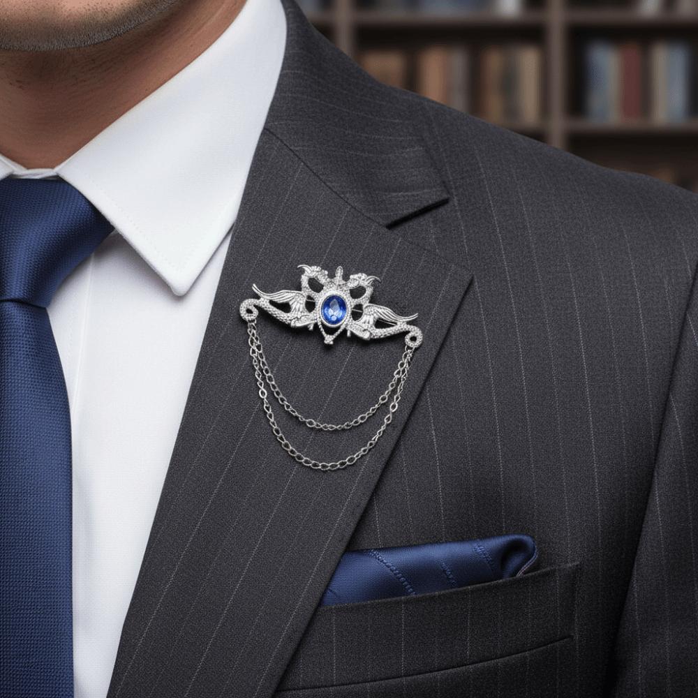 Tassel Chain Chinese Dragon Tassel Brooch Zinc Zinc Alloy Suit Lapel Pin Men Brooch  Collar Decoration