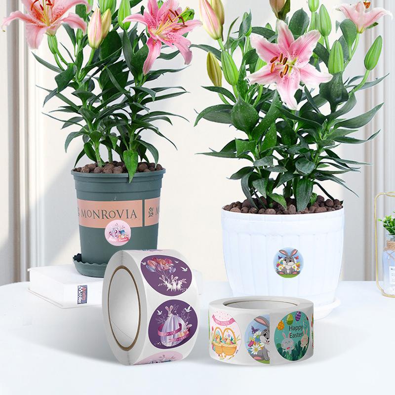 500 Stück Osteretiketten zum Geschenkverpacken, für Gastgeschenke, Feiertagsgrüße, Umschlagversiegelungen & Backkartondekoration mit Hasen- & Eierdesign