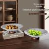 Elegant Retro Wooden High-Footed Frosted Glass Bowl for Living Room - Ideal for Snacks & Candies Display