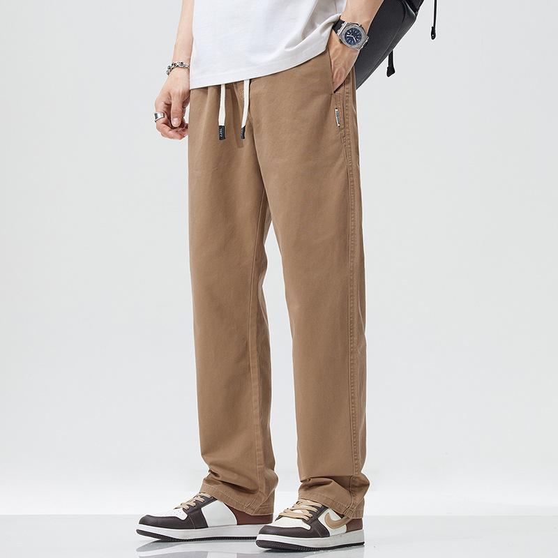 Pure Cotton Men's Casual Straight-Leg Pants - Spring/Autumn Trendy, Loose, Versatile Workwear
