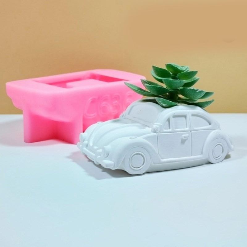 Versatile Silicone Mold Car Bus Shaped Planter Mould Creative Candle Holder Molds Home Decorations Gift for Flower Lover