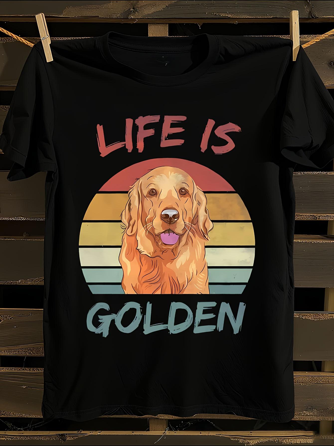 Retro Life Is Golden Vintage Dog Graphic T-shirt S