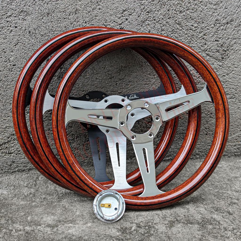 14 Zoll 358mm Klassisches Holzlenkrad Universelles Rennsport-Sportlenkrad 74mm Lochkreis