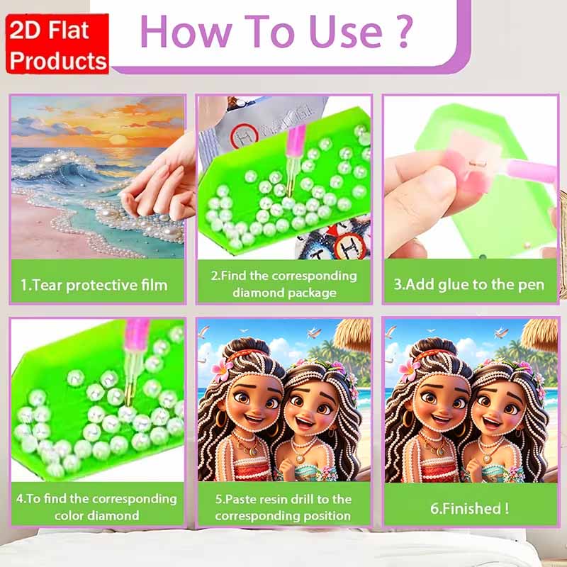 Disney Pearl Art Painting Moana Handmade diy5D Pearl Gem Painting Pictures Crafts Special Shape Home Wall Decoration