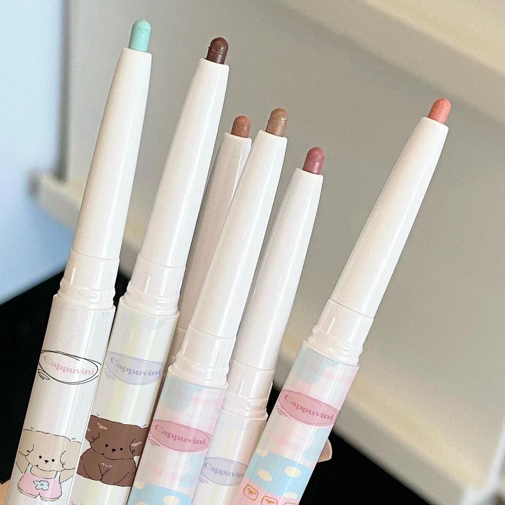 Double-head Milk Green Eyeliner Shadow Pencil Waterproof Lasting Ultra-thin Shimmer Matte Colorful Eyeliner Gel Pen With Brush
