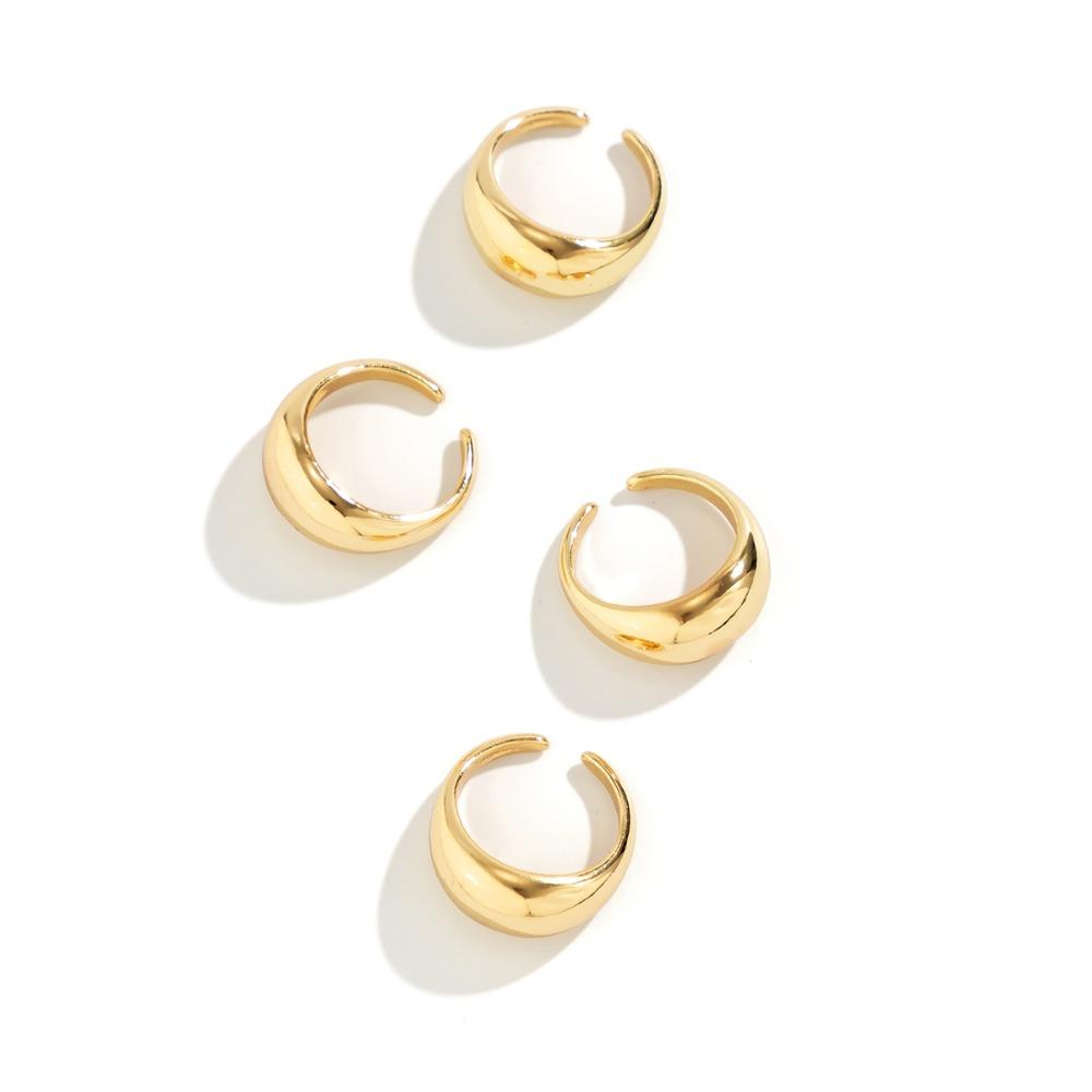 Kovová textura otevřený prsten s hladkým povrchem prsten módní prsten sada