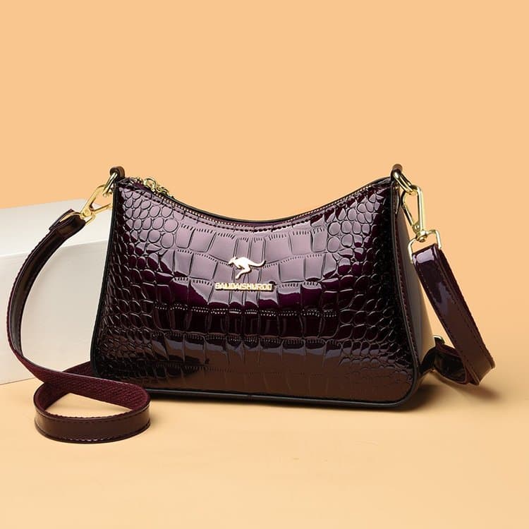 Crocodile pattern glossy underarm bag women's shoulder messenger bag