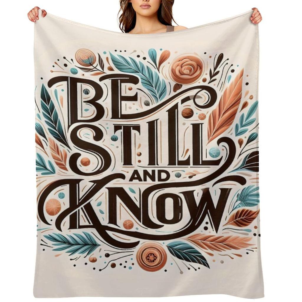 Sei still und erkenne, Typografie Tagesdecke lustiges Geschenk Flanell für Babys Karomuster auf dem Sofa Decken