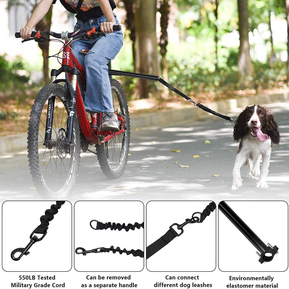 Bike Dog Leash Detachable Bicycle Pet Strap Black