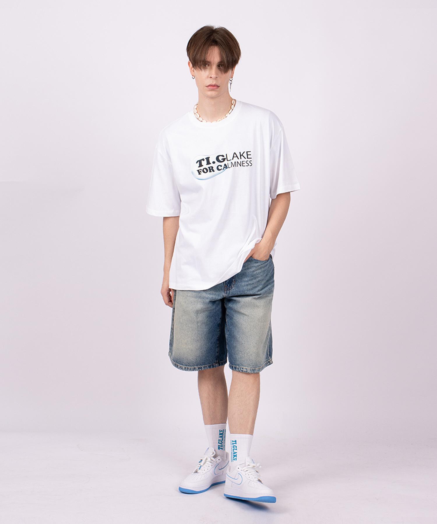 Tee Glake Waterdrop Oversized Short Sleeve T-Shirt White Size/Xl