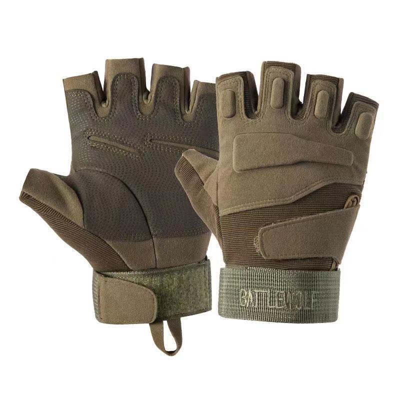 Black Hawk Tactical Gloves Half Finger Wear-resistant Shock Absorber Motorcycle Riding Open Finger Gloves Men's Locomotive Non-Slip Camping Outdoor