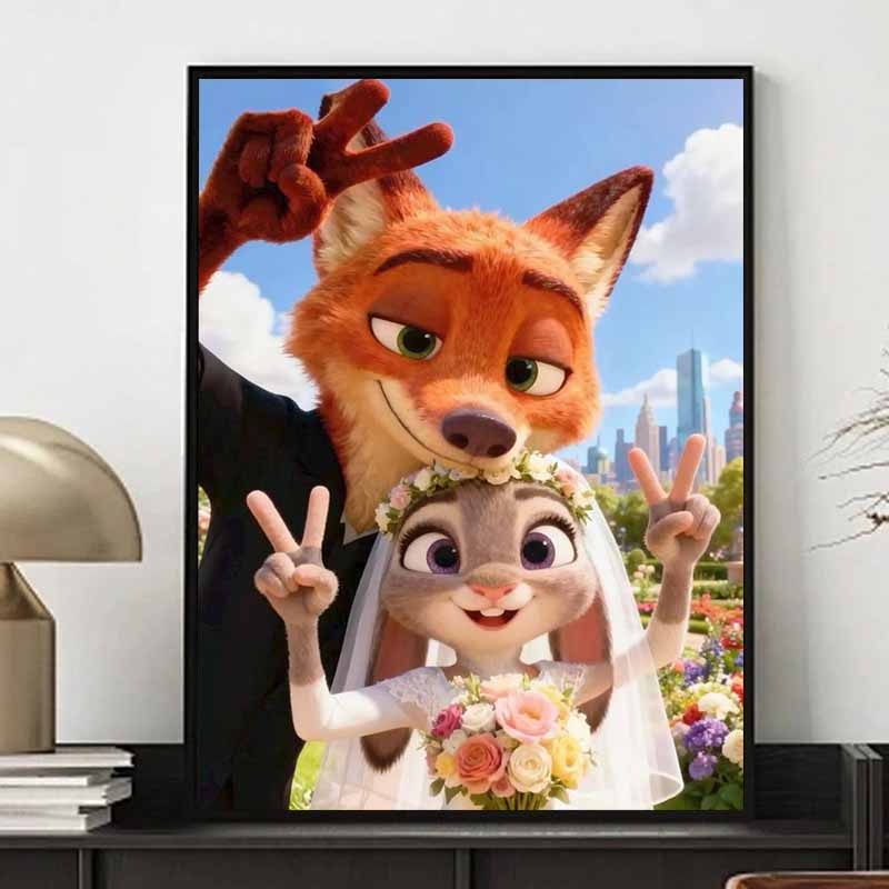 Disney Diamond Painting Judy  Nick Wedding Selfie Cartoon Movie Cross Stitch Embroidery Handmade Gift Home Decoration