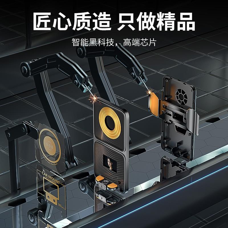 Smart Infrared Sensor Car Phone Holder With 15W Wireless Charging Dashboard Vent Mount Auto-Sensing Clamp Type-C Power Input