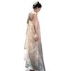 New Chinese-style Fake Two-piece Streamer Smudged Mesh Backless Suspender Dress Women's Morning Robe Vacation Style Seaside Long Skirt