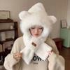 Warm Plush Scarf Soft Winter Neckerchief Cartoon Bear Ear Hat  Ski