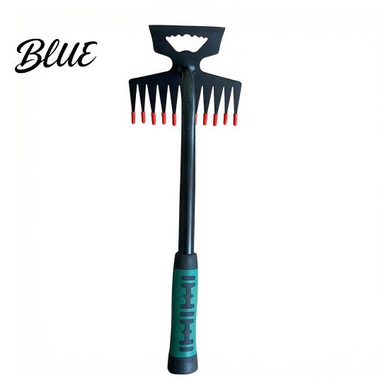 Long Handle Garden Rake Weeding Hand Weeder with 11 Teeth Weed Puller for Precision Yard Lawn Farm Gardening Tool