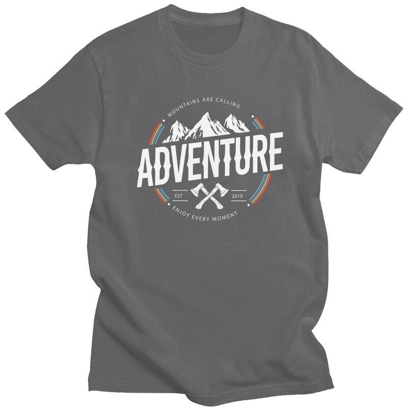 Custom Mountain Camping Adventure Camper Tshirts for Men Short Sleeve T Shirt Fashion Tshirt 100 Cotton Tees Gift