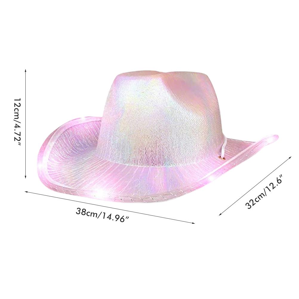 Light Up Cowgirl Hat Colorful Cowboy Hat Halloween Christmas Cow Girl Dress Up Costume Accessories