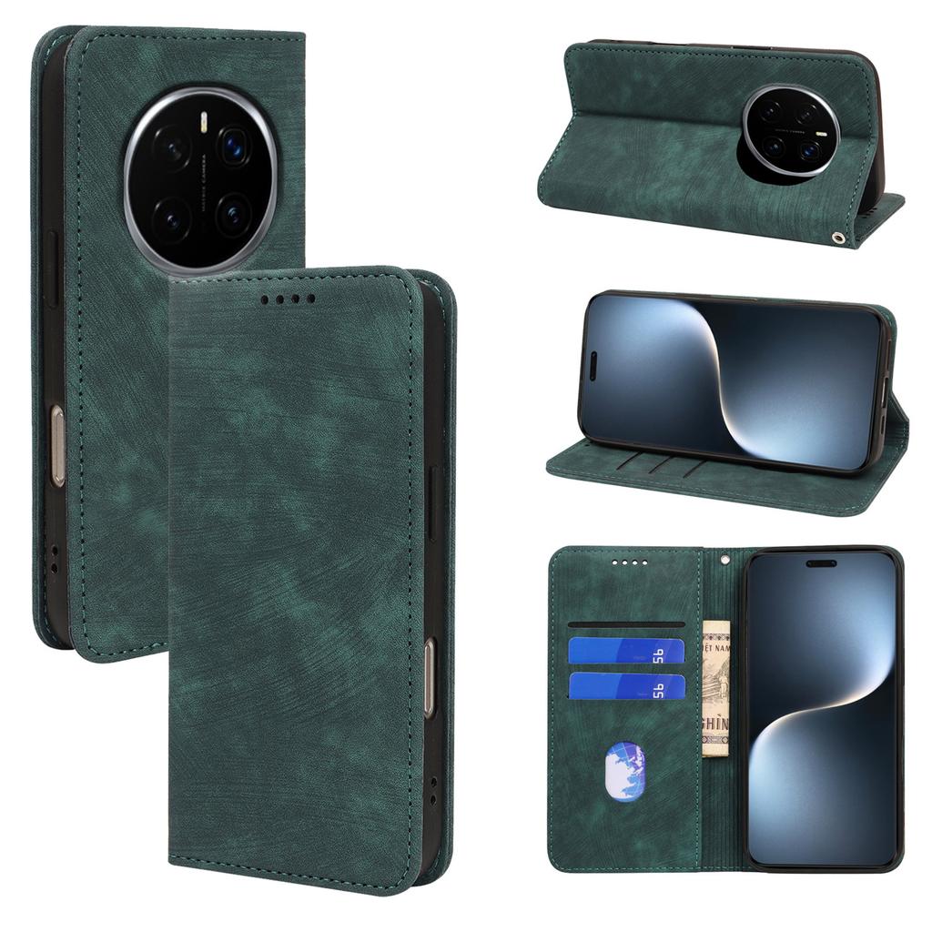 For Honor Magic7 Pro 5G Case Strong Magnetic Leather Wallet Phone Cover with Striped Texture