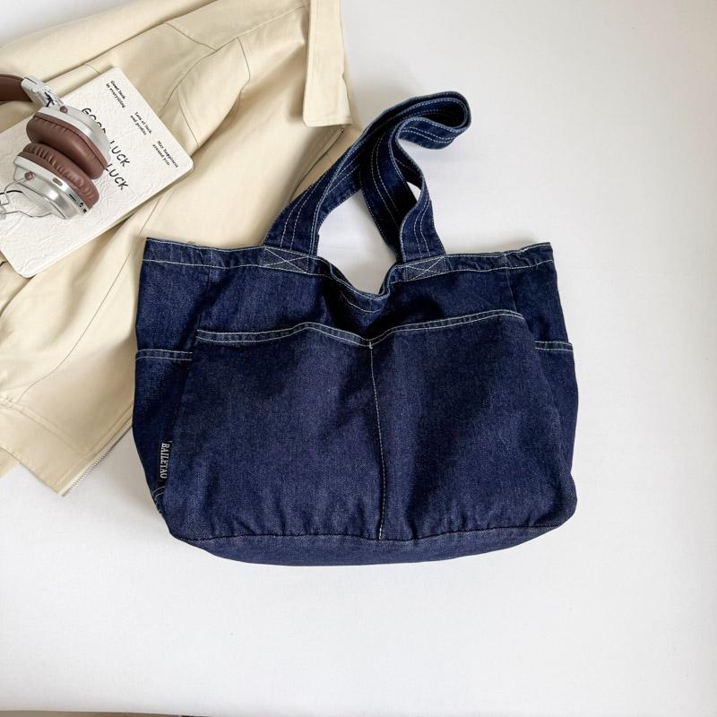 Vintage Denim Bag Women's Large Capacity Lightweight Handbag Tote Bag Student Class Crossbody Bag