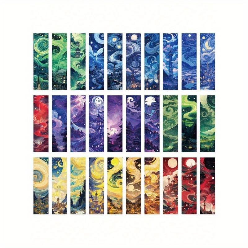30pcs Oil Painting Style Bookmarks Creative Exquisite Reading Cards Decor Page Clip Back To School