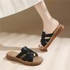 Women's Sheepskin Genuine Leather Mother Slippers Summer New Outer Wear Middle-aged Soft Bottom Casual Slope Heel Thick Bottom Fashion Sandals