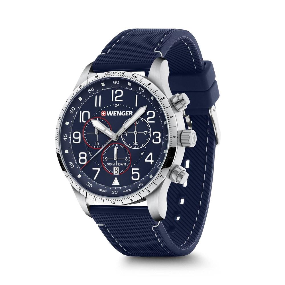 Wenger Attitude Chrono Blue Watch 01.1543.117 3-Year Warranty