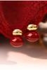 Luxury French Red Pearl Earrings: Elegant, Versatile, and Fashionable Stud Jewelry for Women