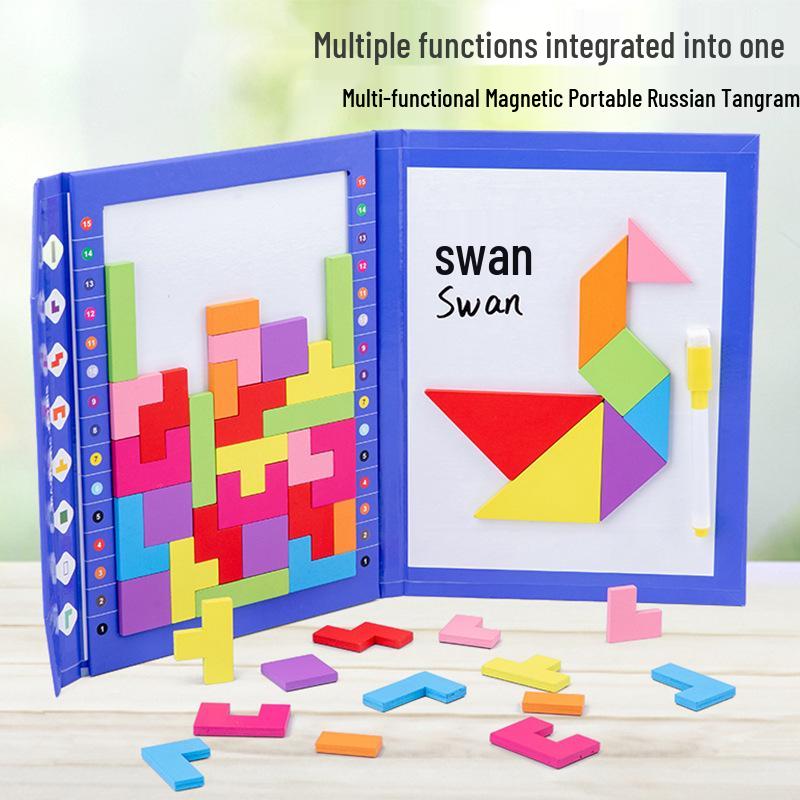 Kids' Educational Magnetic Tangram Puzzle Game - Early Learning & Teaching Aid for Preschool & Primary School
