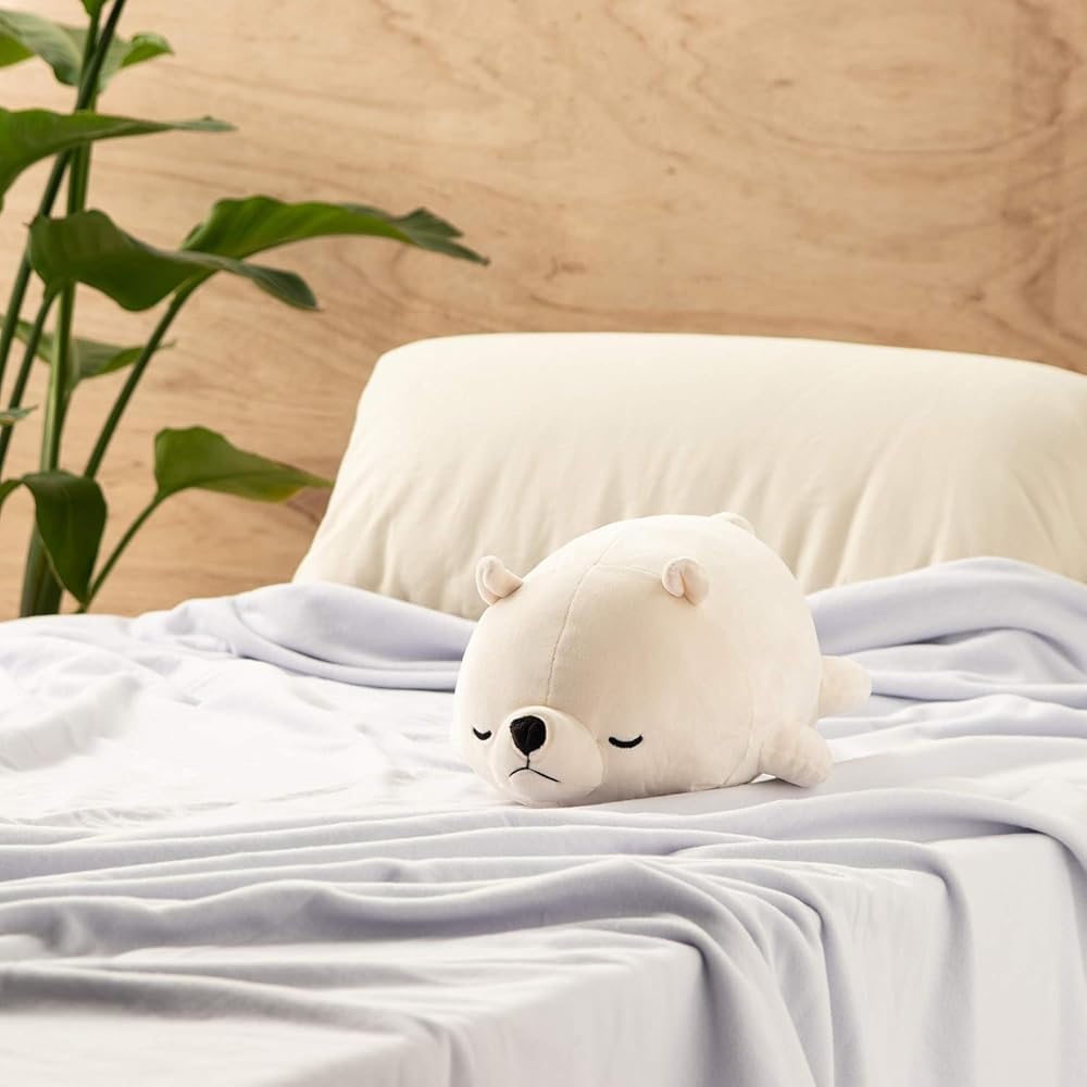 Ribuhato Marshmallow Animal Bolster Cushion Polyester White Bear Lucky 27cm
