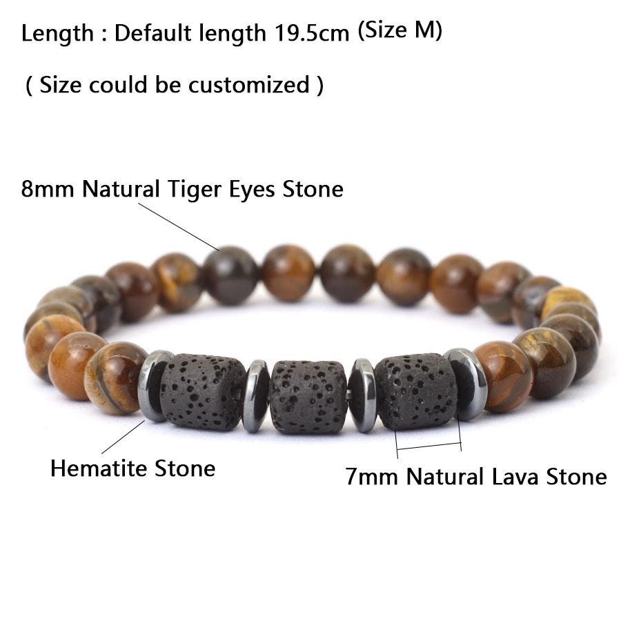 Noter Nuovo Romanzo Bracciale Uomo Occhi di Tigre Naturale Roccia Vulcanica Braccialetto Perline Regalo Per Lui Ematite Guarigione Braslet Pulsera Homme