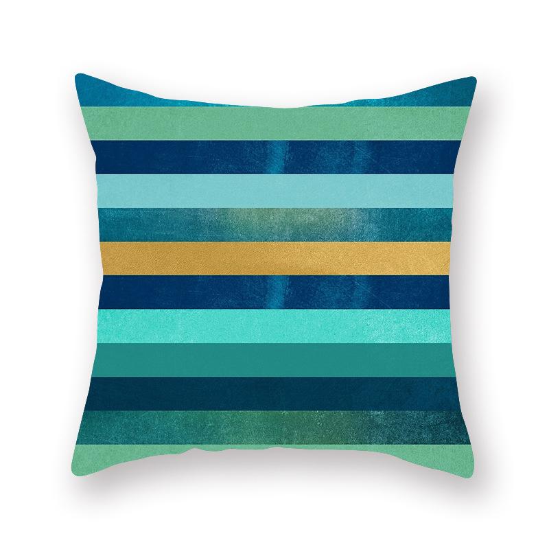 Nordic Fashion Turquoise Geometric Pillowcase Striped Splicing Cushion Cover Sofa 45x45cm Room Bedroom Home Decor Cushion Cover