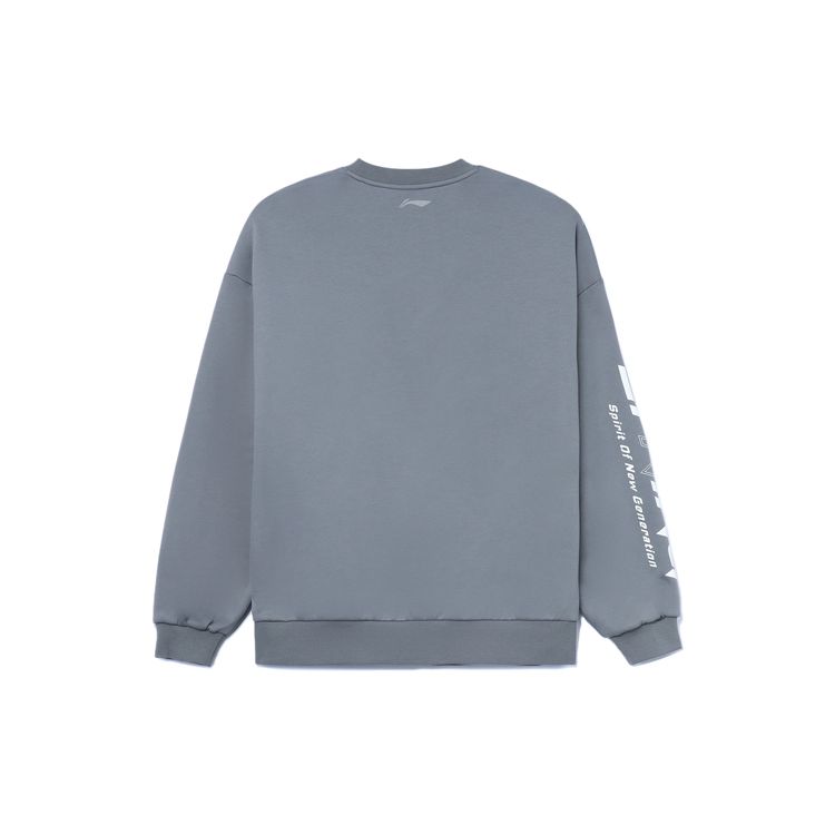 Li-Ning Training Series Logo Print Fleece Crewneck Sweatshirt Men Sweatshirt Gray AWDRB77-8