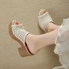 Fashion 2025 Woven Cutout Round Toe Flip Flops Small Platform Platform Heightened Open Toe Women's Slipper
