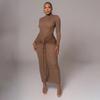 Abito da Donna alla Moda di Alta Gamma a Maniche Lunghe con Scollo Rotondo Slim Fit per Autunno Inverno Abito Lungo da Donna per Strada Spiaggia Festa