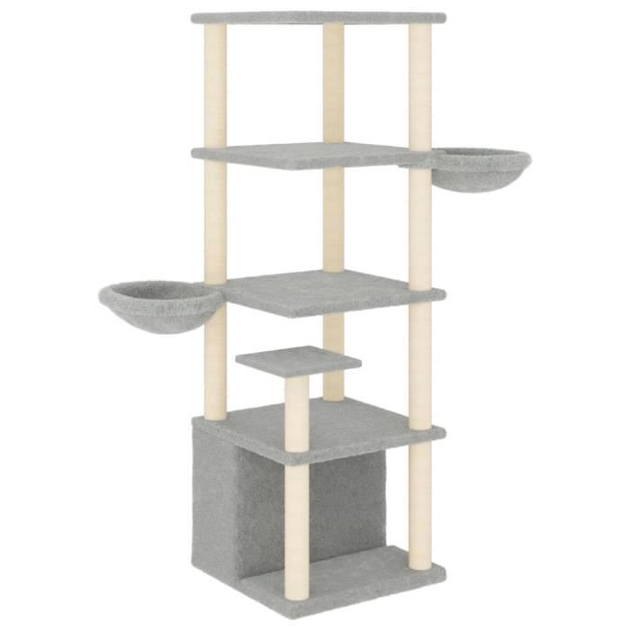 VidaXL Arbre à chat avec griffoirs en sisal gris clair 147 cm 171781