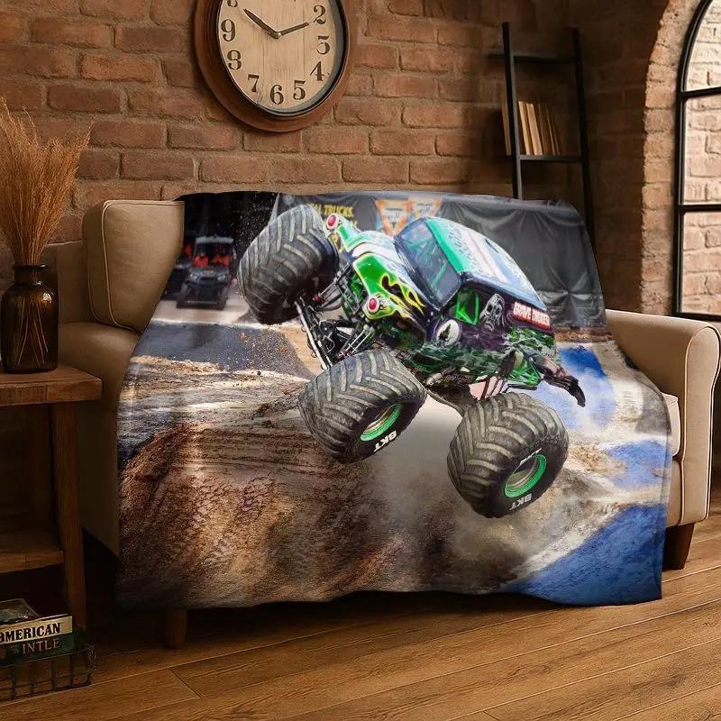 Soft Flannel Blanket M-Monster Truck Monster Jam Super Comfortable Bedding Sofa Cover Home Decor Gift Teen Boys Girls Children