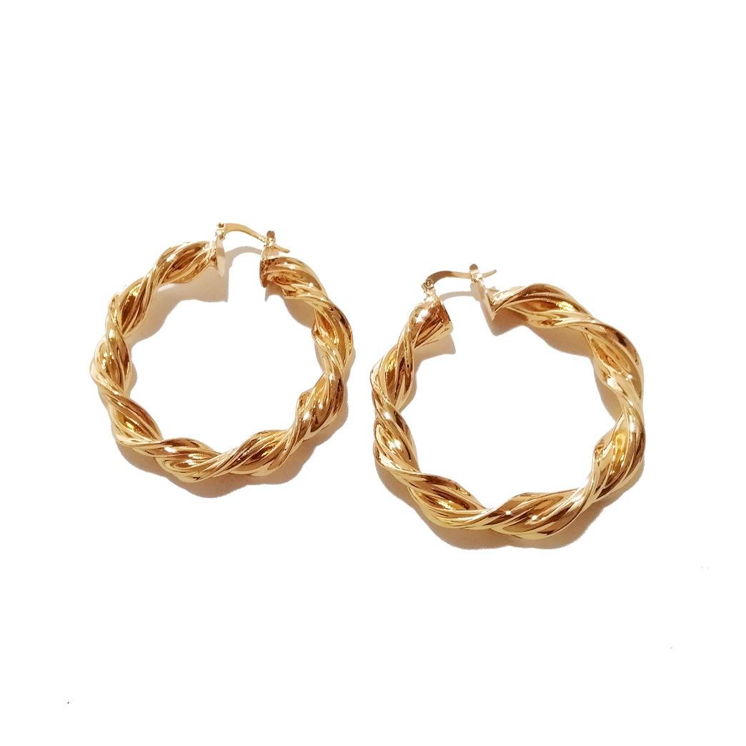 Серьги Стильные геометрические серьги-кольца в форме кручения Стильные серьги-кольца с индивидуальностью золотой