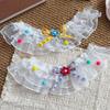 1 Set Cute Flower Cat Outfit Straw Sun Hat And Lace Ruffled Cat Bandana Bib Sweet Pet Accessory with Colorful Pom-Poms for Cats Dogs Photos Parties
