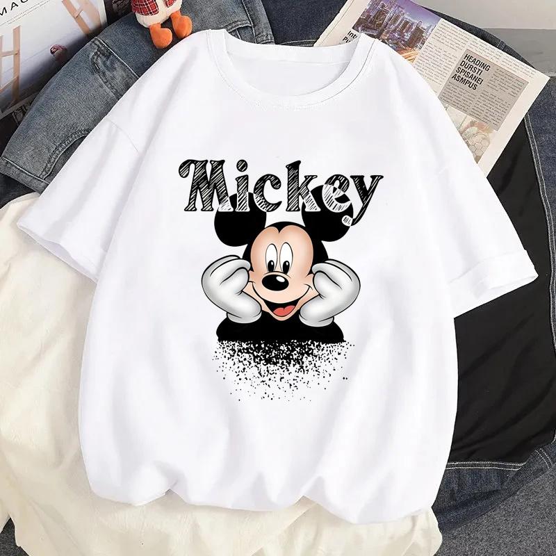 Cartoon Cute Mickey Alphabet Print Tshirt Summer Unisex and Unisex Casual Shortsleeved Tshirt Top Harajuku Style Tshirt