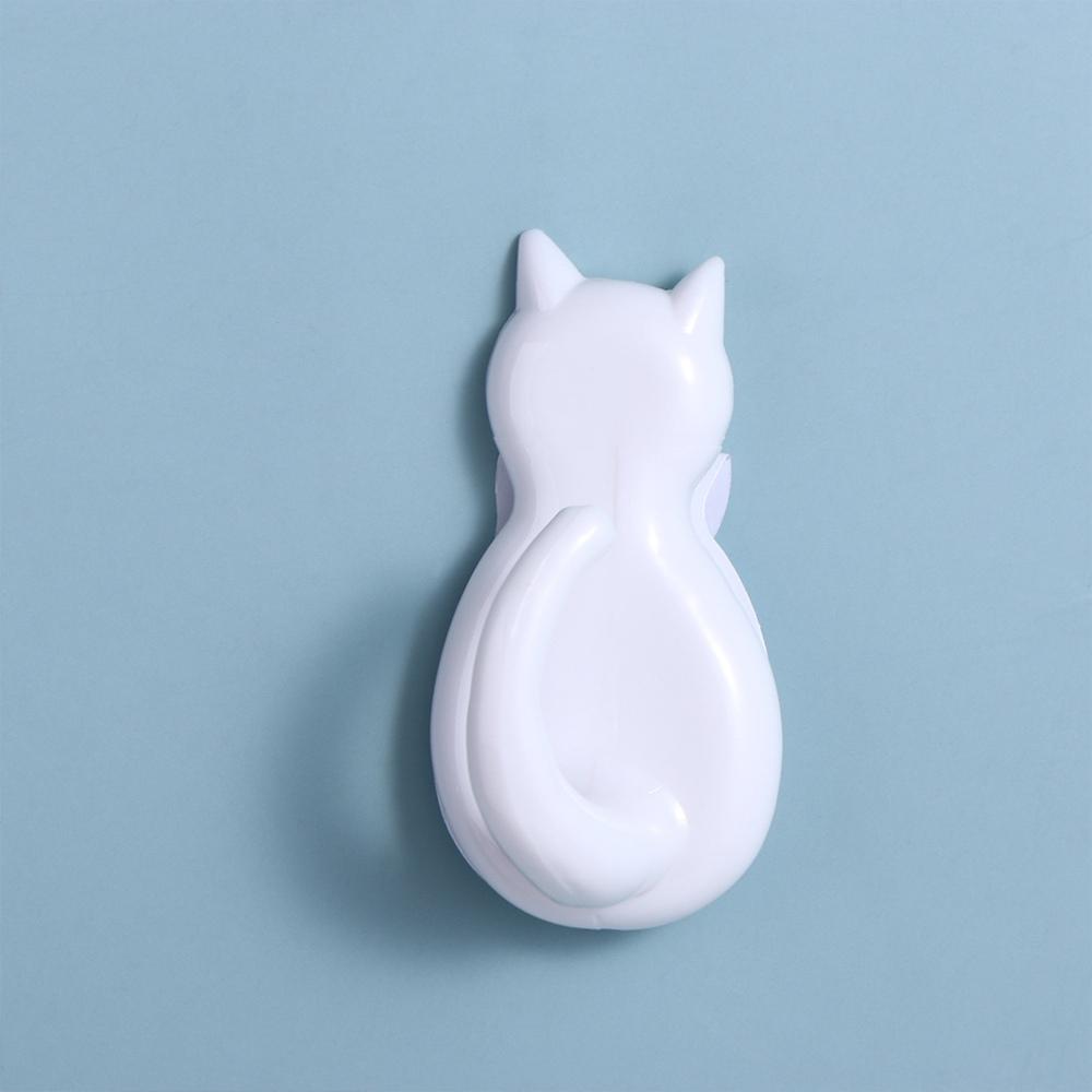 2 Pcs Transparent Cat Hooks Plastic Cat Key Holder Durable Cat Shape Wall Hook Living Room