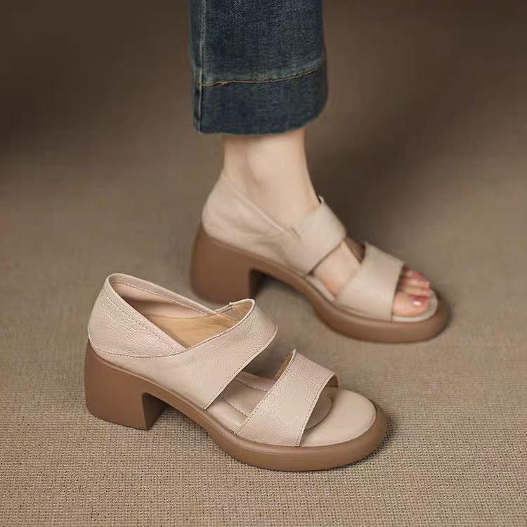2025 new 6cm super soft sole with fish mouth sandals women's summer wear thick heel high heel Roman shoes