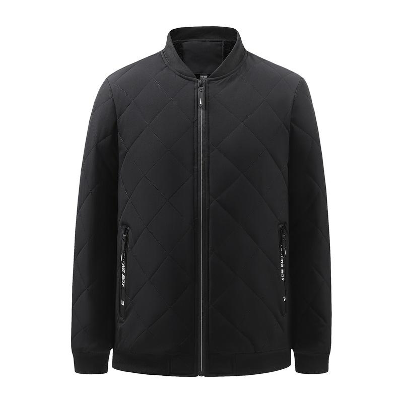 

Fleece thickened cotton-padded clothes for men s new autumn and winter warm trend rhombus cotton clothes for men s trendy baseball collar cotton clip 5XL