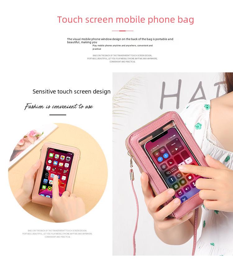 2025 Large-Capacity Multifunctional Solid Color Touchscreen Crossbody Phone Bag for Women