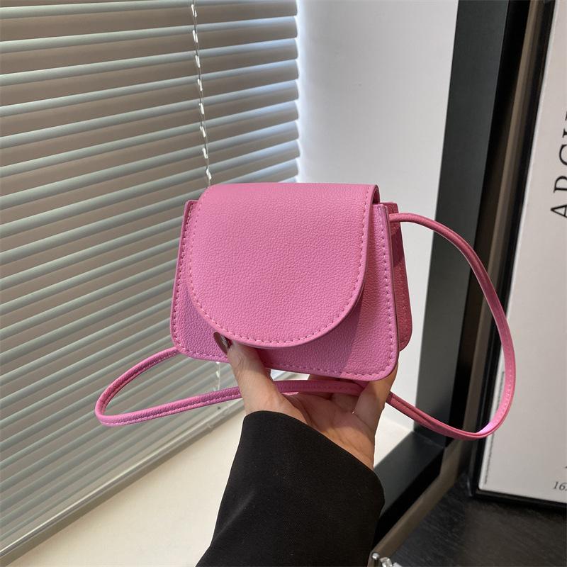 Casual versatile lightweight solid color women's shoulder bag simple and portable mini square bag lipstick bag messenger bag