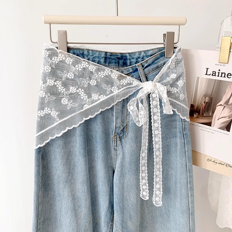 Korean Style Layered Gauze Lace Skirt with Headscarf - Spring/Summer Women's Versatile Short Skirt & Butt Cover