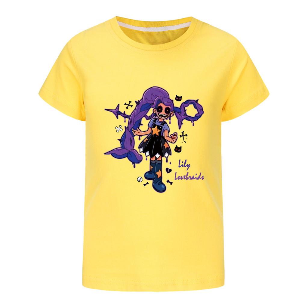 5602 Kids Girls Lily Lovebraids Printed Cartoon Short Sleeves Cotton T-Shirt 100cm жёлтый