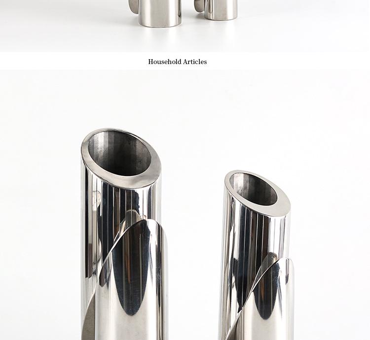 Artistic Metal Flower Vase, Mismatched Design, Large Opening, Beveled Edge - Ideal for Living, Dining, or Office Décor